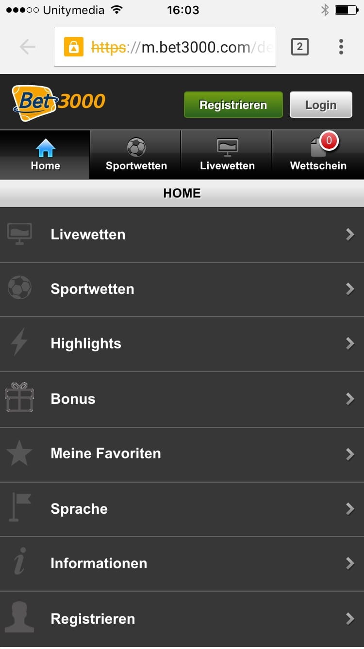 Bet3000 Sportwetten App