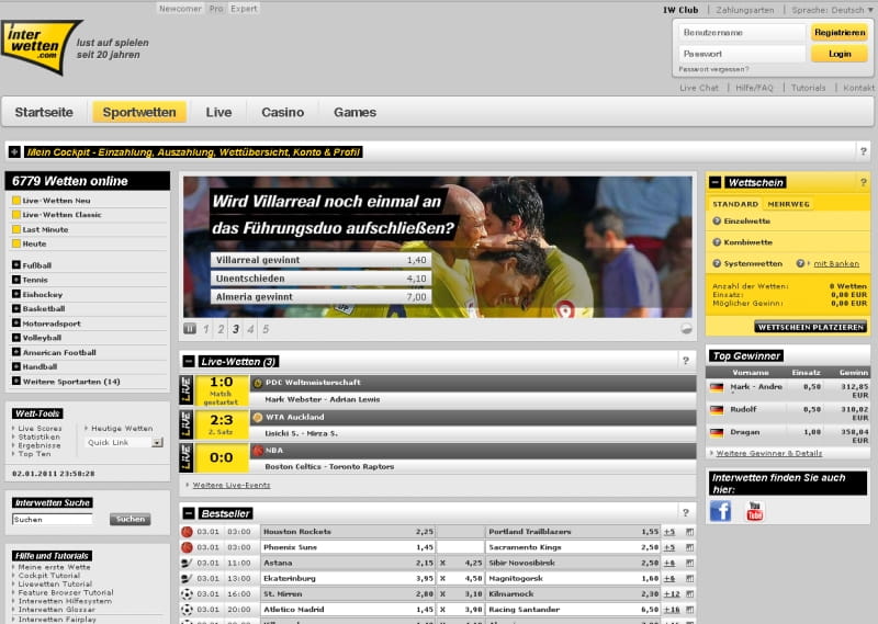 Das Wettprogramm bei Interwetten